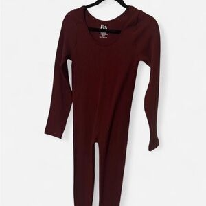 Burgundy Long Sleeve Jumpsuit